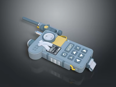 Gray Handheld Communication Device With Antenna Control Buttons And Display Screen 3d model