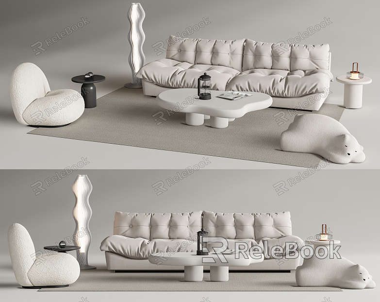 Modern Cassina Sofa Coffee Table Combination model