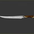 Traditional Sharp Knife With Silver Blade And Brown Wooden Handle Golden Accents