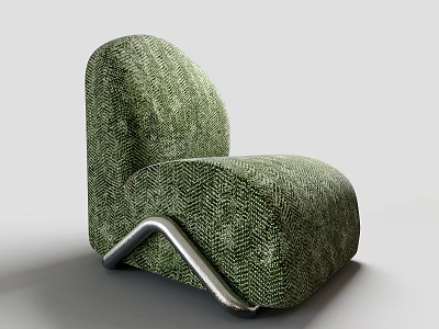 Green Woven Texture Accent Chair With Modern Stylish Metal Legs Design 3d model