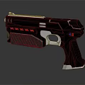 Futuristic Sci Fi Weapon With Black Body Red Accents And Silver Components