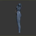 Blue Fitted Weapon Combat Suit With Mesh And Line Design Details
