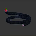 Gray Snake Like Decorative Object With Colorful Spheres On Both Ends