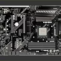High Performance Computer Motherboard With Electronic Components Chipset Slots And Heat Sinks 3d model