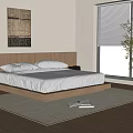 Ancient Solid Wood Double Bed 3d model