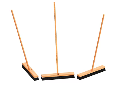 Household Cleaning Mops With Wooden Handles And Black Heads For Home Use 3d model