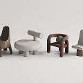 Stylish Leisure Chairs With Unique Designs Wooden Legs And Gray Upholstered Seats