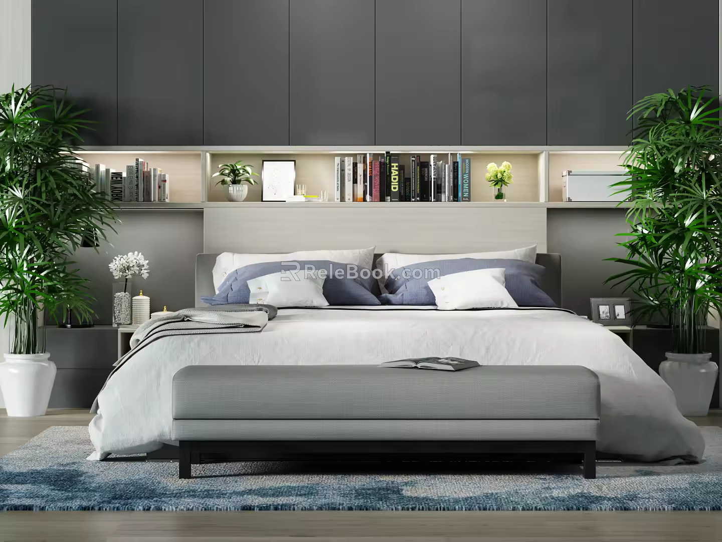 Modern Background Double Bed Double Bed 3d model