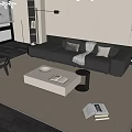 Modern Sofa Coffee Table Combination Multi-person Sofa Coffee Table Single Leisure Chair Floor Lamp Carpet Side Table Ornaments 3d model