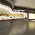 Weifang History Exhibition Hall Interior With Wooden Walls And Display Case