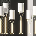 Elegant Modern Floor Lamps With White Shades And Golden Tripod Stands Design