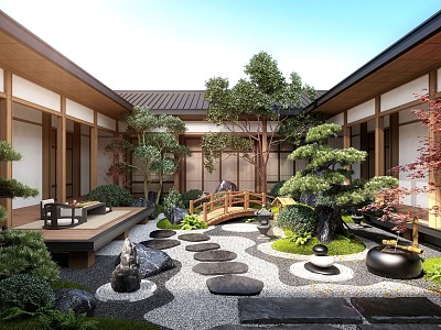 New Chinese Courtyard Landscape Plant Landscape Sits Courtyard Landscape Moss Landscape 3d model