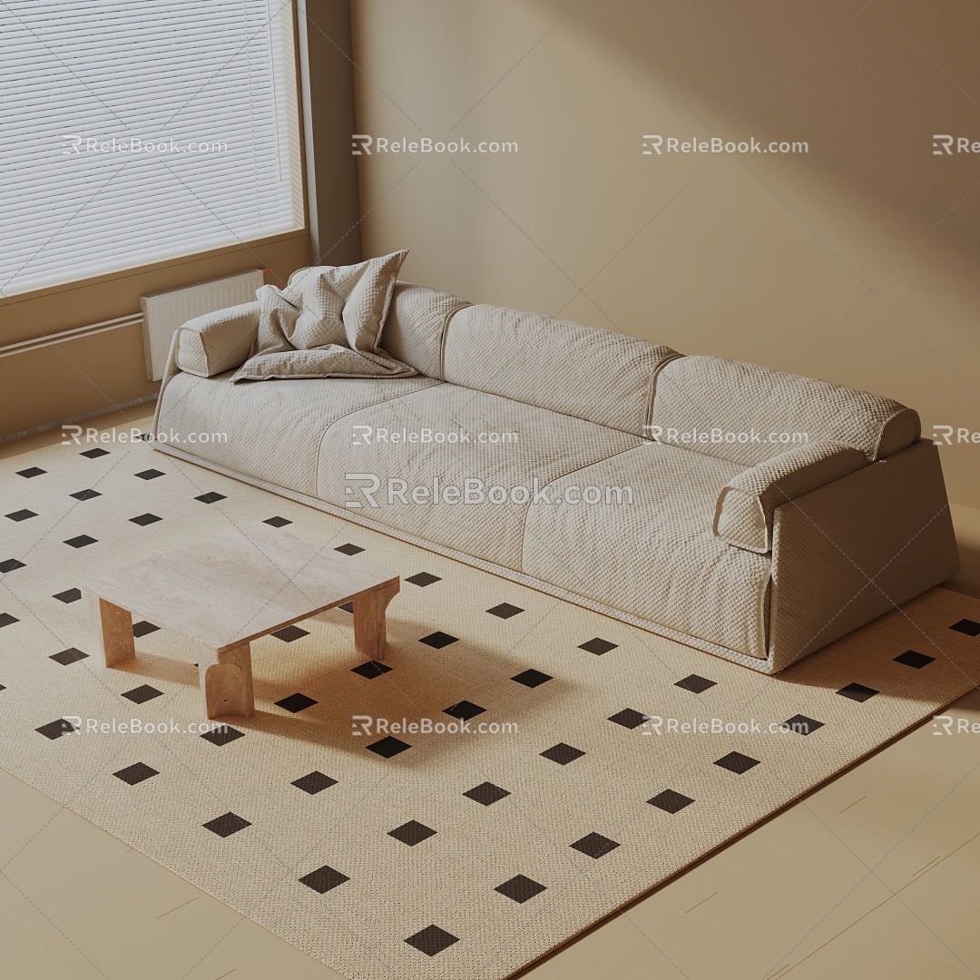 Three-seat sofa 3d model