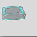 Modern Square Smart Device With Blue Illuminated Border And Geometric Surface