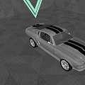 Sleek Silver Gray Sports Car With Neon Triangle Lighting In Modern