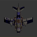 Blue And Silver Spacecraft Design With Mechanical Engine And Cockpit Details