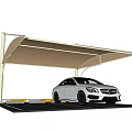 Sturdy Modern Carport Canopy Shelter With White Sedan Parked Under Structure