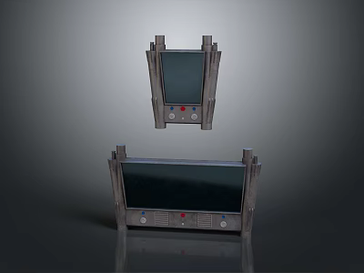 Dual Metallic Control Panel Devices With Black Screens Buttons And Gray Frames 3d model