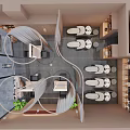 Modern Beauty and Hair Salon Storefront with Glass Door and Interior Design