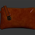 Stylish Orange Textured Pouch With Gold Lock And Zipper Closure Design