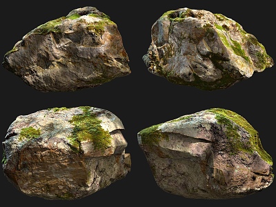 Modern Stone Moss Stone Moss Stone Grass Stone Natural Stone Weathered Stone Close-up Stone 3d model