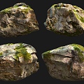 Modern Stone Moss Stone Moss Stone Grass Stone Natural Stone Weathered Stone Close-up Stone 3d model