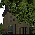 Beige Multi Storey Office Building With Modern Design Surrounding Greenery And Pedestrians