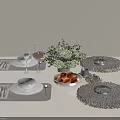 Elegant Dinnerware Set With Placemats Bowls Plates Glasses And Cutlery