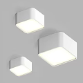 Modern White Square LED Ceiling Lights Minimalist Illuminated Design Set of Three