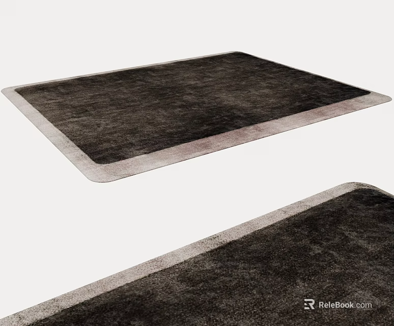 Dark Brown Square Rug with Light Colored Border for Home Decor 3d model 