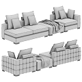 Gray And White Modular Sofa Design With Cushions And Throw Blanket 3d model
