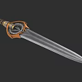 Fantasy Decorative Sword With Intricate Hilt Golden Black Stripes And Sharp Silver Blade