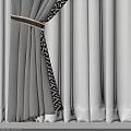Elegant Beige Curtains With Black Gold Geometric Pattern And Sheer Panels