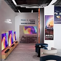 Philips Mall Retail Counter Displaying Large TV Screens With Space Images And Modern Design