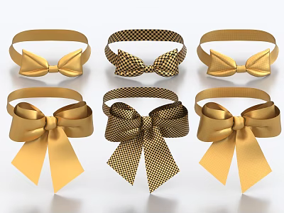 Stylish Clothing Design With Various Golden Bowknots And Decorative Patterns 3d model