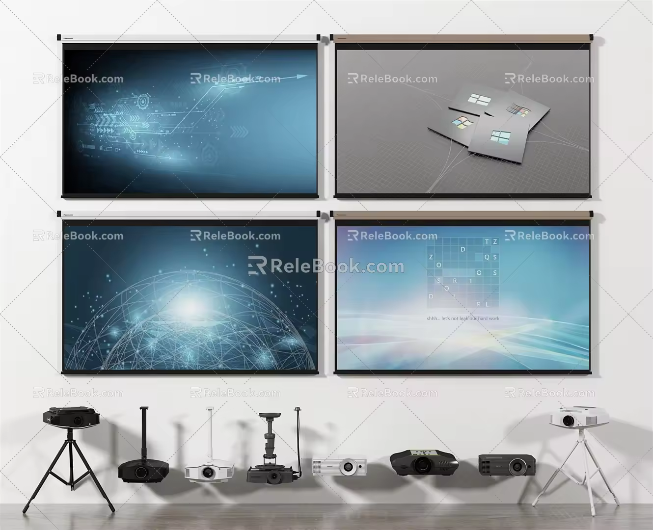 Modern Projector Projection Screen Projector 3d model