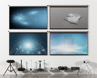 Modern Projector Projection Screen Projector 3d model