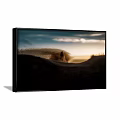 Landscape Painting Featuring Pony Head Against Sunset Sky With Clouds And Hills