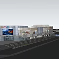 Modern Commercial Complex Featuring Glass Curtain Wall Large Digital Screen And Traditional Style Annex Building