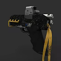Tactical Pistol With Black Engraved Body Sight Yellow Accessory And TAKEDOWN Lanyard