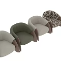 Stylish Single Sofa With Camouflage Pattern Fabric And Brown Leather Armrests