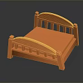 Orange Children's Bed Frame With Simple Headboard And Footboard 3D Rendering Design