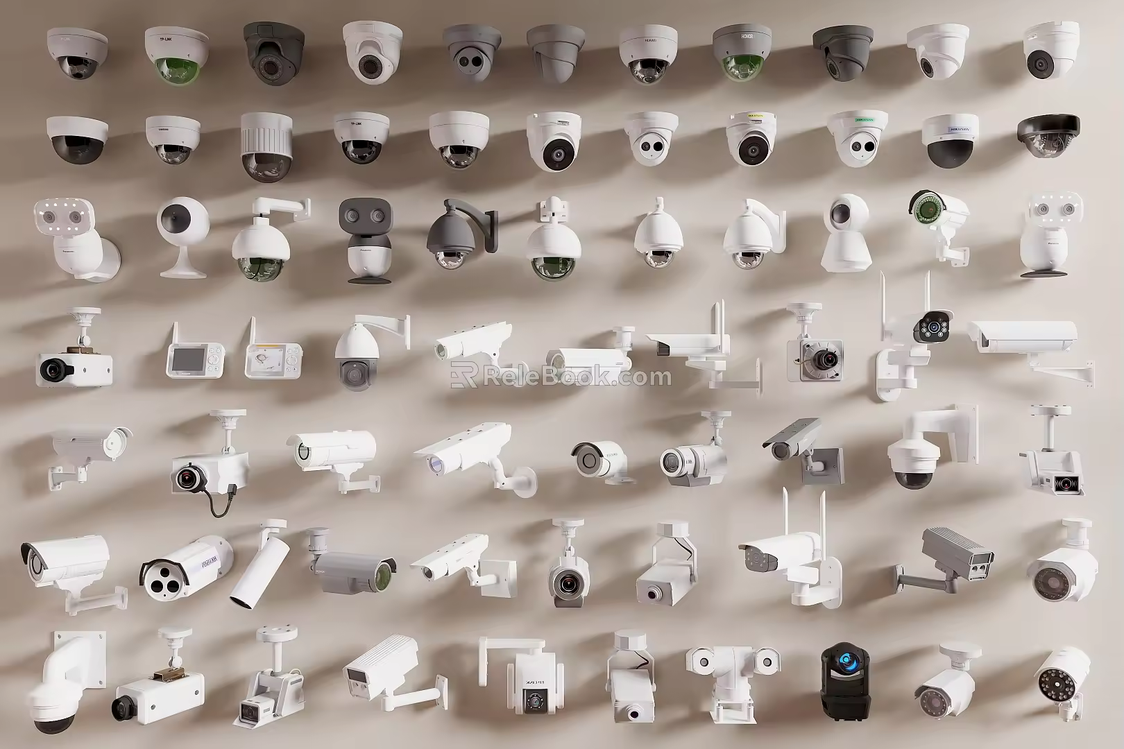 Security surveillance camera monitoring combination monitor outdoor surveillance camera 3d model