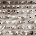 Security surveillance camera monitoring combination monitor outdoor surveillance camera 3d model