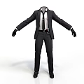 Man in Black Suit With White Shirt Tie Black Gloves and Waist Radio