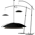 Modern Black Floor Lamp With Arched Stand And Hemispherical Shade 3d model