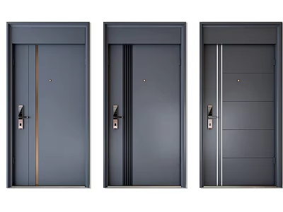Modern Gray Security Doors With Sleek Contemporary Designs And Secure Locks 3d model