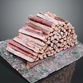Neatly Stacked Wood Logs Arranged on Natural Textured Stone Mat Surface