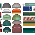Various Colored Commercial Awnings In Different Styles For Coffee Tea Shops