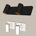 Modern Minimalist Black and White Double Head Wall Lights Mounted on Wall